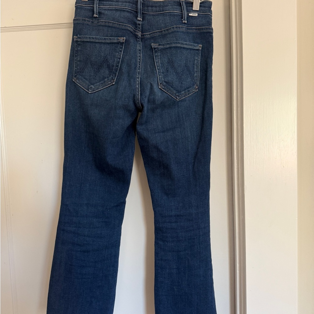 MOTHER The Hustler Ankle Fray Dark Blue Jeans - Picture 6 of 7